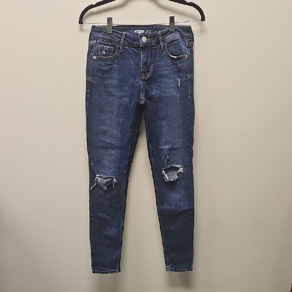 Old Navy Dark Blue Distressed Skinny Jeans